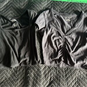 2 Black/gray Crop Tops. American Eagle & SO. Small